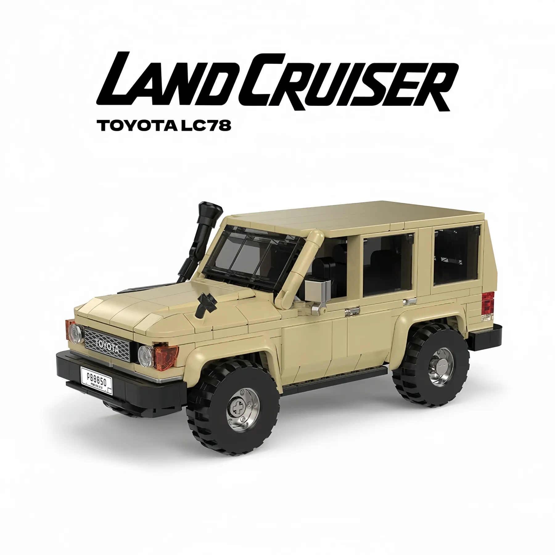 Toyota LC78 Land Cruiser building kit with official logo branding.