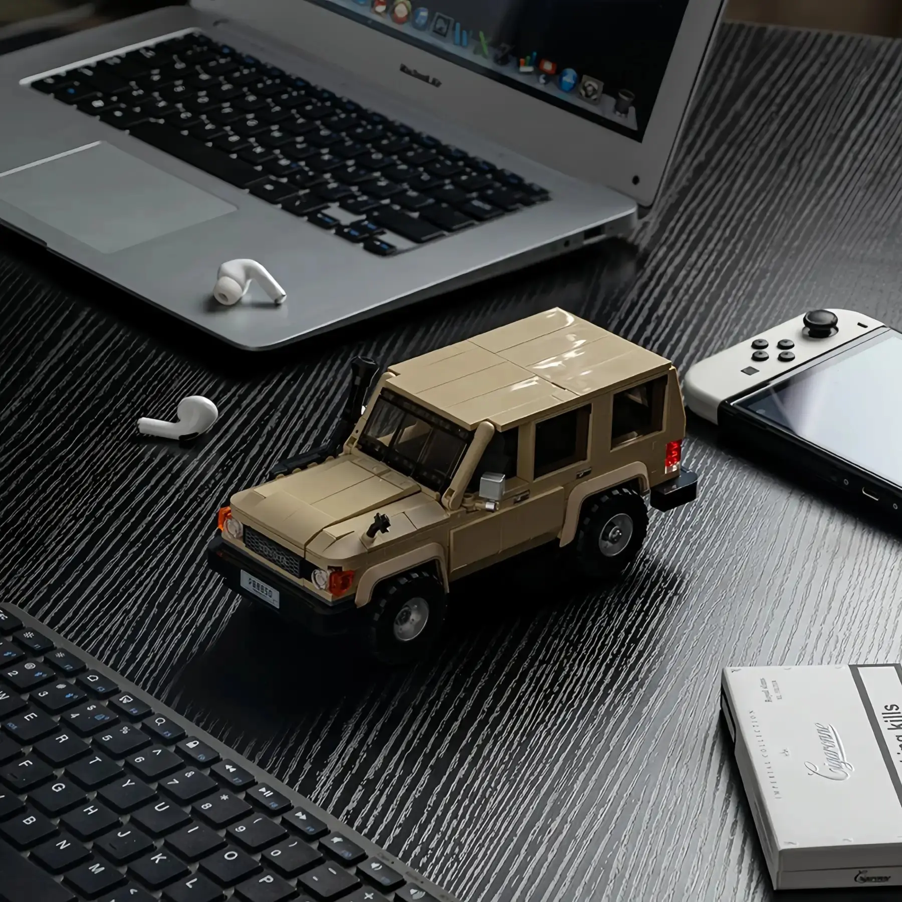 Toyota Land Cruiser LC78 brick car model displayed as a vintage desktop ornament.
