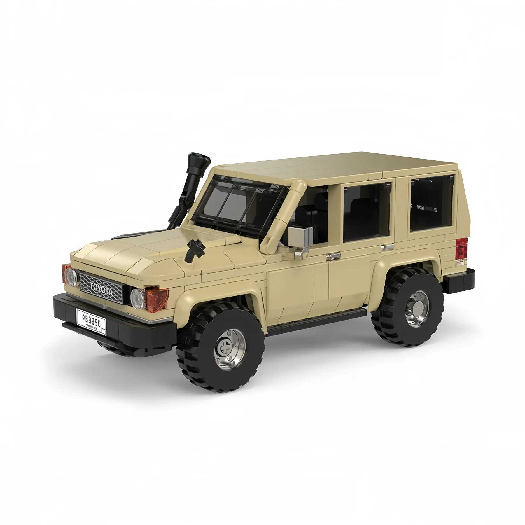 Toyota Land Cruiser LC78 brick model off-road SUV building kit front view.
