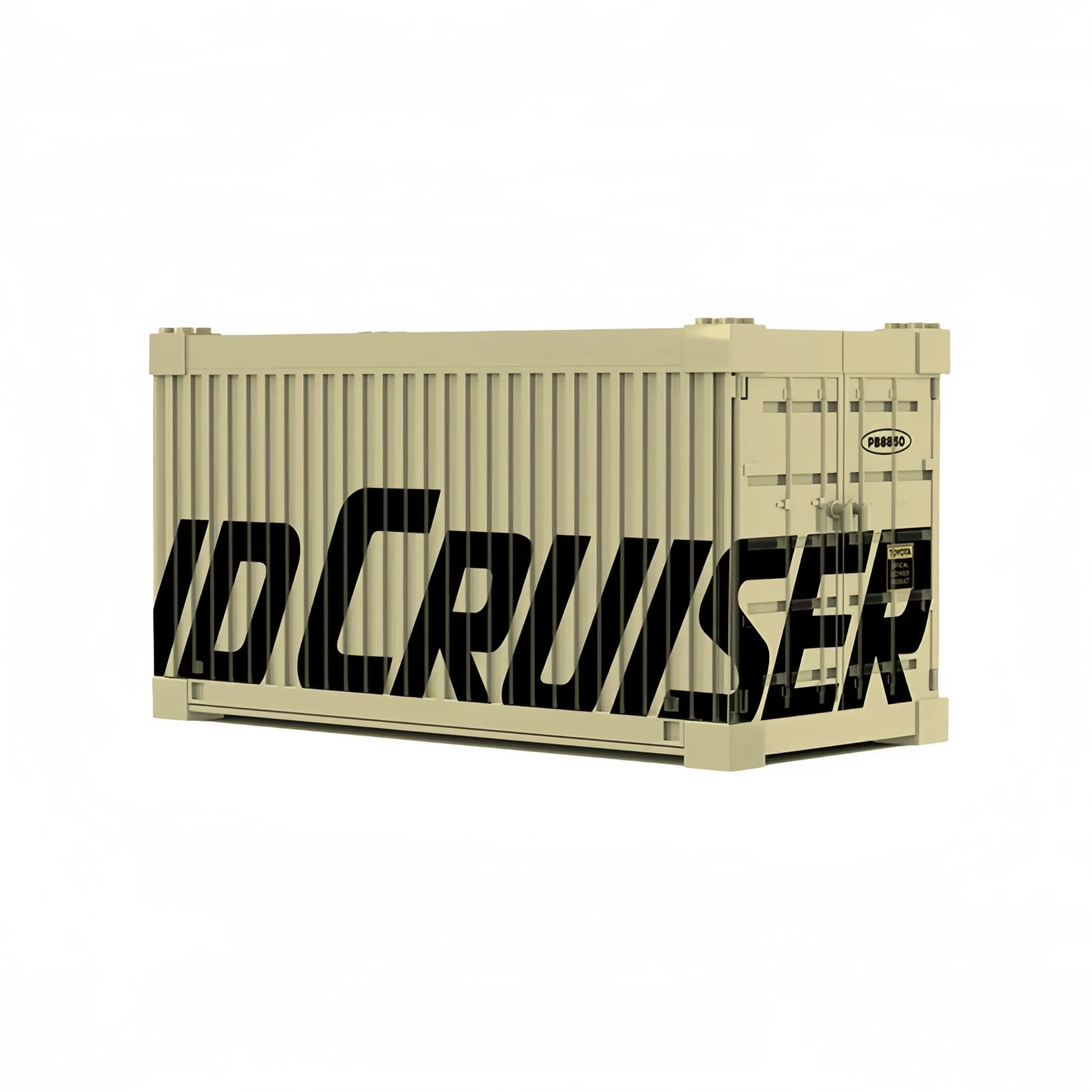 Custom container display box with bold Land Cruiser graphics for the brick model.